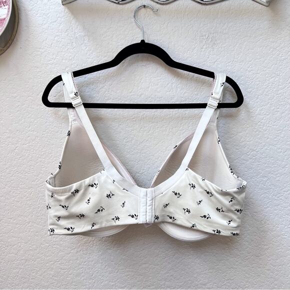 Cacique Bra Women's 42DDD Cream Black Floral Lightly Lined Full Coverage 4 Hook - Picture 2 of 13